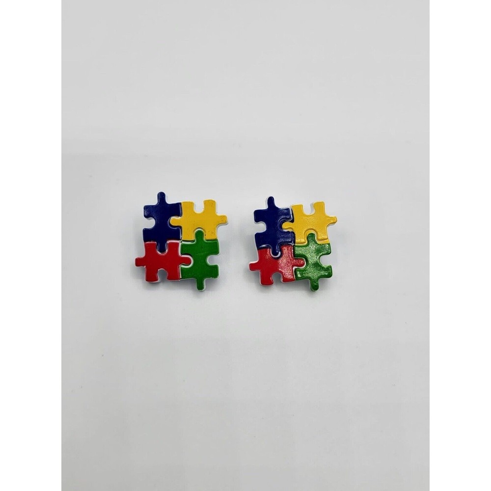 Autism Awareness Puzzle Piece Acrylic Stud Earrings